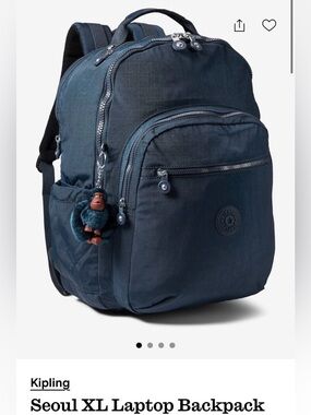 Kipling Seoul XL Laptop Backpack Navy Blue